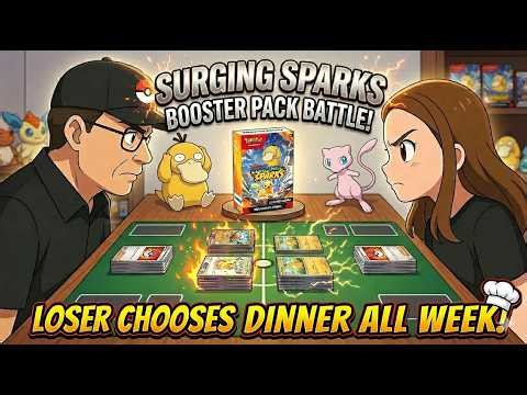⚡ LOSER CHOOSES DINNER ALL WEEK! | Surging Sparks Pokémon Pack Battle ⚡💀 #pokemon #dinnerideas