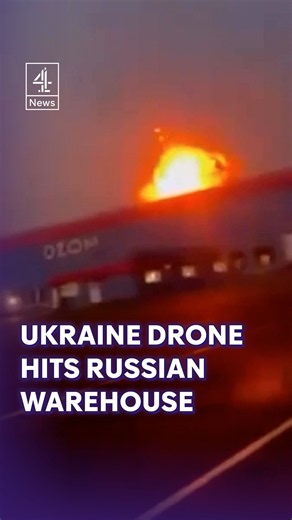 Moment Ukraine drone hits massive Russian warehouse in Dagestan