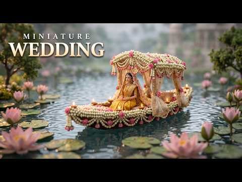 Dreamy Bride Entry 💫👰 Bride in Flower Boat Cinematic Miniature | Indian Wedding Ceremony