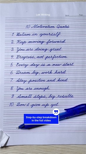 Cursive Writing for Beginners | 10 Motivation Quotes | Cursive Handwriting Practice | abcd | Shorts