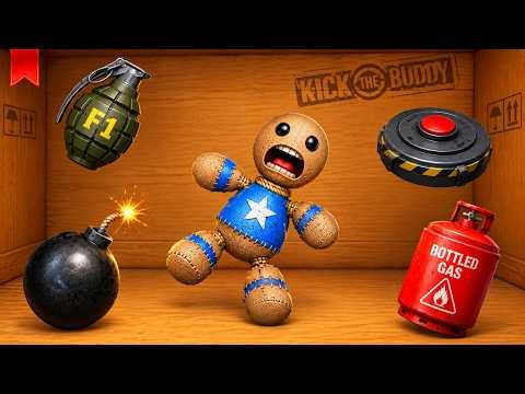 Explosives 🆚The Buddy !! [F1 grenade,landmine,bomb,bottled gas ] Kick The Buddy Part 3