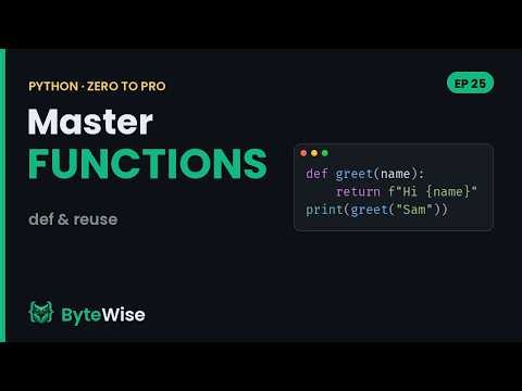 Python Functions for Beginners (def Explained) | Zero to Pro #25