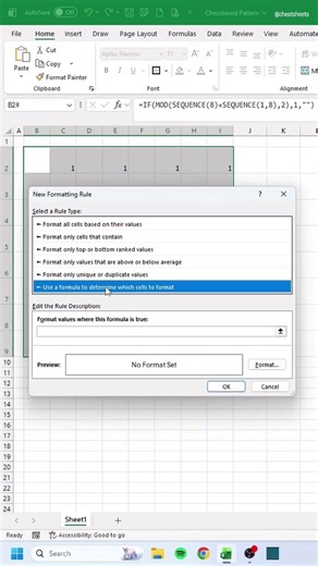 ‼️How to create an amazing Chessboard Pattern in Excel‼️ #excel