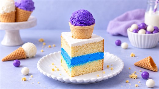 Ice cream cone cake with buttercream scoops