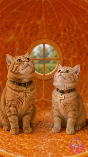 Whimsical Orange Playhouse Filled with Curious Kittens! 🧡🐾