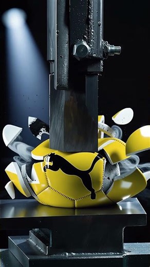 👉 Crushing a Puma Football Under Hydraulic Press! Will It Explode? 🤯💥