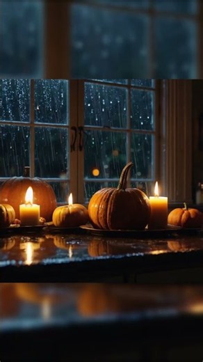 🎃 Halloween Night by the Window | Cozy Spooky Ambience 🌧️🕯️ #rain #wolves #sleepsounds #cozy #night