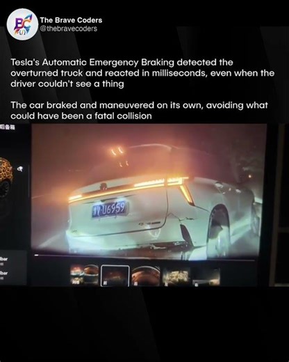 Insane Tesla AI Moment Avoids Deadly Crash 😱