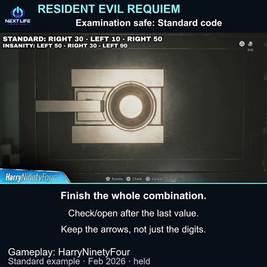 Resident Evil Requiem — Examination Safe: Standard Code