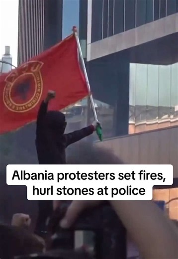 Tens of thousands of students stormed the streets of Tirana, Albania, setting a government building and two banks on fire and hurling stones at police during a protest over rising education costs and corruption. #albania #protest #student #police #fire