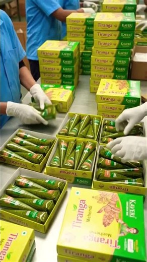 Kaveri Mehndi Processing Factory 🇮🇳 | Tiranga Color Mehndi | Amazing Factory Process | #shorts
