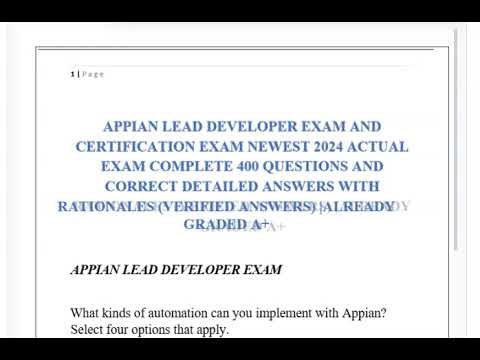 APPIAN LEAD DEVELOPER EXAM AND CERTIFICATION EXAM NEWEST 2026 ACTUAL EXAM COMPLETE 400 QUESTIONS