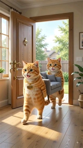 Two Cute Cats Build a Luxury Wooden House#ai#cat#catstory.