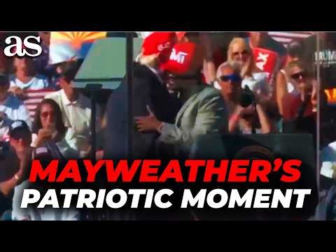 Trump and Floyd Mayweather SHARE an EMOTIONAL HUG after PATRIOTIC SPEECH in Arizona