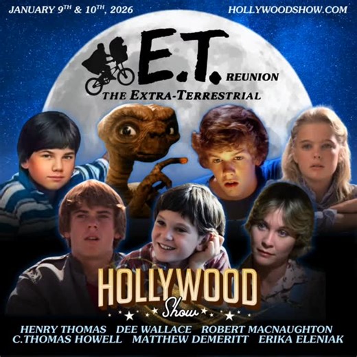 Geeked on Instagram: "E.T. phone home. 📞👽🛸 Dee Wallace Henry Thomas Robert MacNaughton C. Thomas Howell Erika Eleniak Matthew DeMeritt The Hollywood Show | Burbank, CA =============== @hollywoodshow1 @thedeewallace @robert_macnaughton @therealcthomashowell @officialerikaeleniak #ETTheExtraTerrestrial #ET #Extraterrestrial #Alien #Aliens #UFO #ScienceFiction #SciFi #Comedy #Retro #Throwback #Flashback #Nostalgic #Nostalgia #80sMovies #80sKid #80sBaby #ILoveThe80s #The80s #80s #1980s #Eighties 