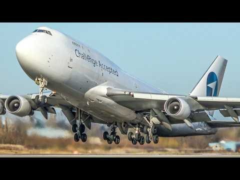 60 MINUTES PURE AVIATION - Boeing 747, B767 ... Cargo Planes at Liege (4K)
