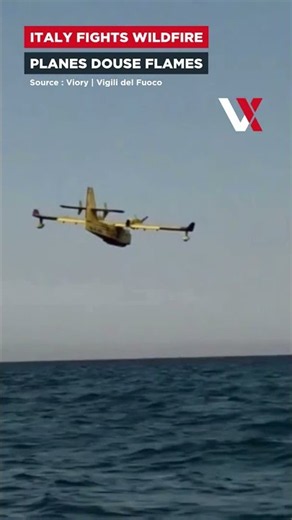 DIVE-BOMB! Aircraft Swoops Over Italy Wildfire, Drops Massive Water Bomb On Raging Flames | VERTEX