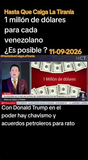 Hasta Que Caiga La Tiranía 1 millón de dólares para cada venezolano ¿Es posible ? Con Donald Trump en el poder hay chavismo y acuerdos petroleros para rato #SentimientoLlanero #MariaCorinaMachado #EdmundoGonzalezUrrutia #VenezuelaTierraDeGracia #VivaVenezuelaLibre La lucha de los venezolanos no se detiene* Venezuela clama justicia. Clama por sus presos políticos, hombres y mujeres que hoy están tras las rejas solo por pensar distinto, por alzar la voz, por defender la libertad. Cada celda llena 