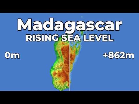 (4K) Rising Sea Level - Madagascar 🇲🇬 🌊🌴 #geography #map #sealevelrise #madagascar