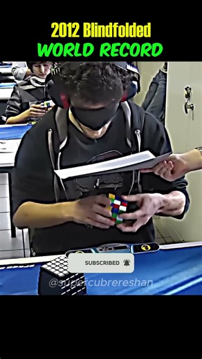 2012's 3x3 Rubik's cube BLINDFOLDED world record! #subscribe #rubikscube #cubing