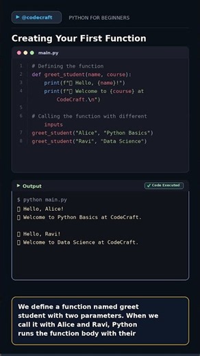 Python for Beginners - Part 51: Defining Functions with def | Learn Python from Scratch #shorts
