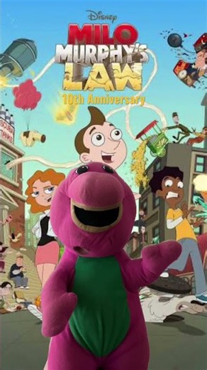 Barney Saying Happy 10th Anniversary and Birthday to “Milo Murphy’s Law”