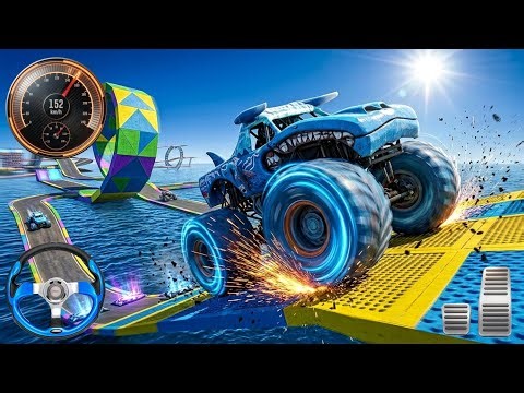 Monster Truck Stund - 😱 Impossible Sky Track Stunts with Monster Truck!