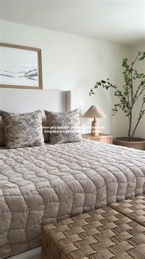 POV: you finally find the perfect king bed frame without spending your entire paycheck 😭✨ Minimal, sturdy, and gives that clean luxury bedroom look — all under $500 🤍 The best part? No box spring needed and so easy to style with layered bedding 🕯️ Big bed energy without the big price tag 💭✨ Comment SHOP below to receive a DM with the link to this post on my LTK ⬇ https://liketk.it/5tWUD Vc:hasbrouckhome TikTok #kingbed #bedframe #budgetfinds #bedroominspo #ltkhome | Home finds