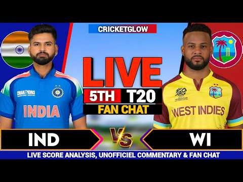 🔴Live: IND vs WI 5th T20I, Live Match Today | India vs West Indies | Live Score and Commentary