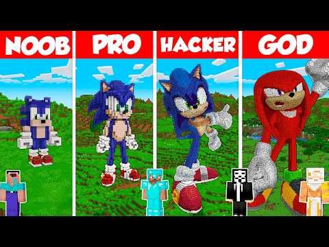 Sonic the Hedgehog Build Battle Challenge - Noob vs Pro vs Hacker vs God - Minecraft Animation