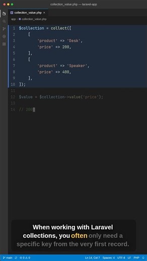 Laravel Collection value() Method