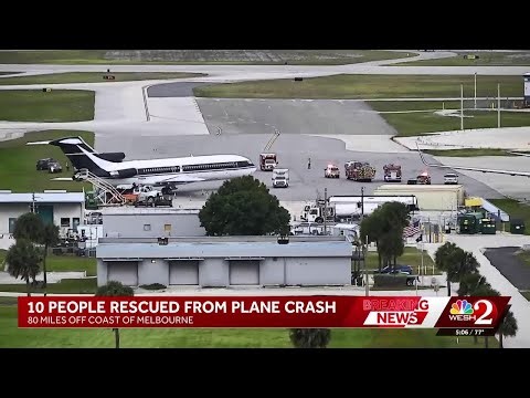 Plane crashes 80 miles off Melbourne; US Coast Guard says 10 people rescued