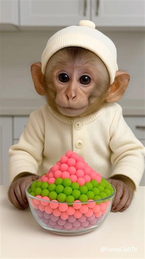 baby monkey eating popping candy - so cute ❤️