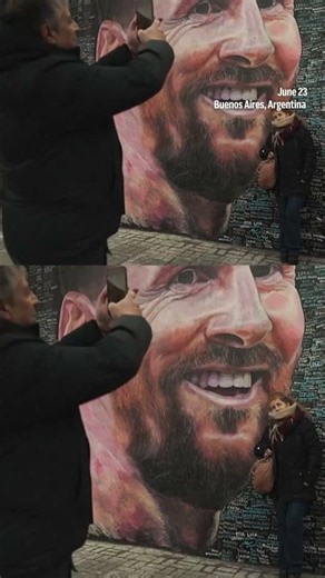 Statue and mural honor Lionel Messi in Argentina