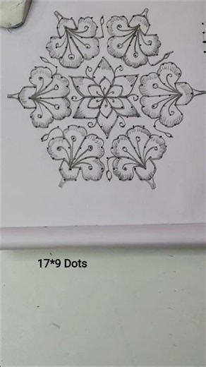 🌺Simple 17*9 Dot kolam design|Karthigai Deebam🪔 |Rangoli 🌺#viralvideo #shortsfeed #kolam #shorts #yt