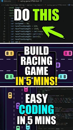 🏎️ Build a Car Racing Game in just 5 minutes! 🤯🔥 #coding #games #car #race #ytshorts #shorts #play