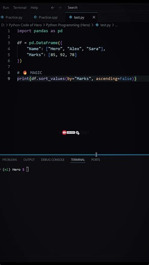 🐼 Pandas Magic in Python 🔥 | Sort Data Instantly #shorts