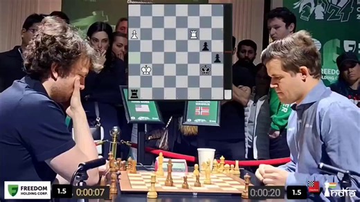 Check out MagnusCarlsen's reaction in full after defeating Hans Niemann in Game 4 and eliminating him in the World Blitz Quarterfinals!