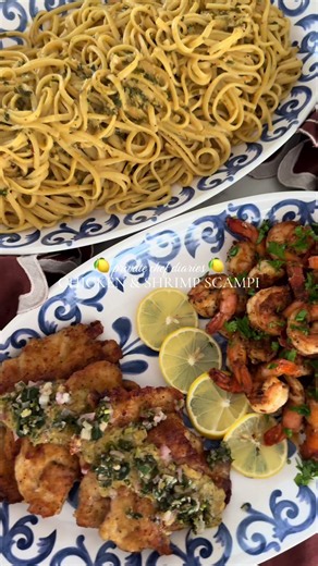 Chicken and Shrimp Scampi Recipe — Lemony Family-Style Linguine