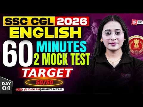 SSC CGL English Classes 2026 | SSC CGL English Mock Test 2026 | SSC CGL English by Ananya Mam