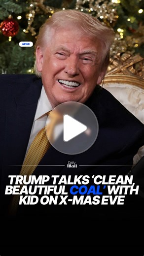 Speaking on the phone with a child during a NORAD tracks Santa event on Christmas Eve, Trump joked about 'clean, beautiful coal' when the child said they didn't want coal from Santa. #news #politics #trump #christmas #santa