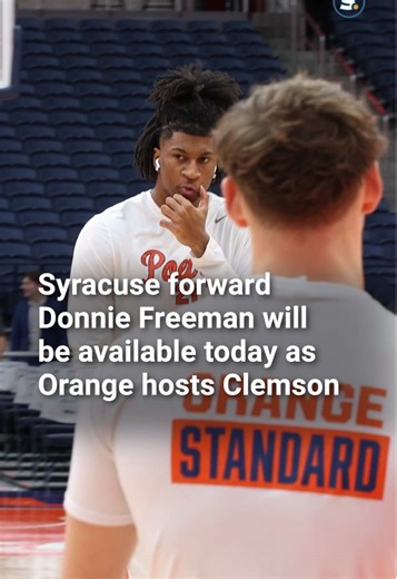 Good news, Orange fans: Syracuse’s Donnie Freeman will be available today as Syracuse hosts Clemson at the JMA Wireless Dome. Freeman, SU's leading scorer, hasn't played since the Orange’s fourth game of the season on Nov. 18 due to a foot injury. Syracuse director of athletic communications Pete Moore confirmed Wednesday that the 6-foot-9 sophomore would be available. But how much Freeman plays, if at all, will be up to SU coach Adrian Autry. Tap the link in our bio the full story. 📽️: @Scott 