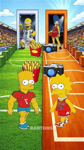 Football Bart vs Basketball Lisa! Simpsons Shorts