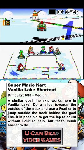 U Can Beat Video Games - Super Mario Kart - Vanilla Lake Shortcut