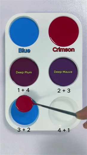 Two Colors Mixing Challenge: Blue + Crimson #asmr #colormixing #mix #colors #relaxing #mixingcolors
