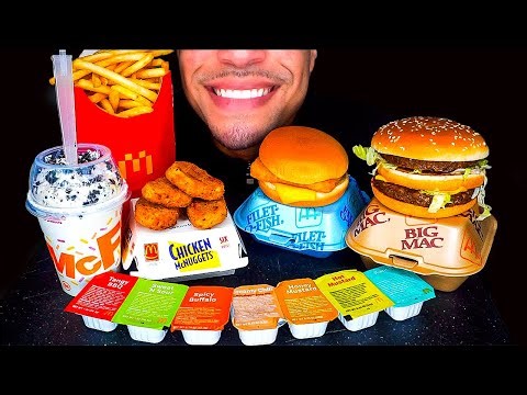 ASMR MCDONALD'S CHICKEN NUGGETS MUKBANG OREO MCFLURRY FILLET FISH BIG MAC FRIES EATING SHOW SOUNDS