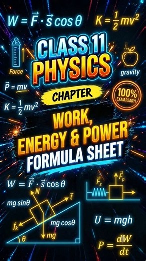 Class 11 Physics Chapter 5 Work, Energy & Power 🔥 All Formulas in One Shot | Formula Sheet #Shorts