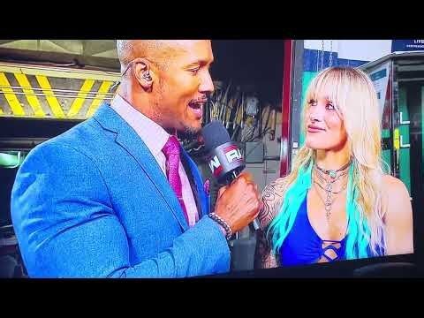 Byron saxton interviews sol ruca gets interrupted by the man becky lynch on #raw on #netflix 