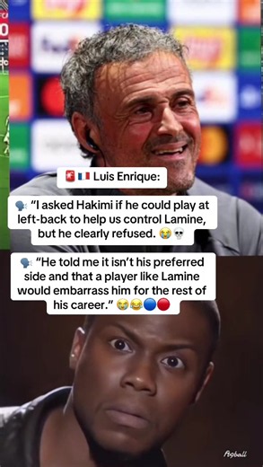 Luis Enrique says Hakimi refused left-back vs Lamine — what he said