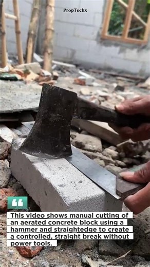 Manual AAC Block Cutting Technique #construction #masonry #shorts